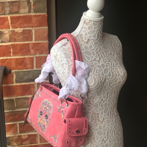 Montana West Sugar Skull Concealed Handbag +Wallet - Picture 7 of 7